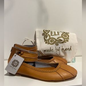 Elf Handmade Shoes, Ballet Flats with ankle straps.In tan color, womens 11.5.